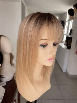 Topper con fleco cabello humano 12'' color 24BT18S8